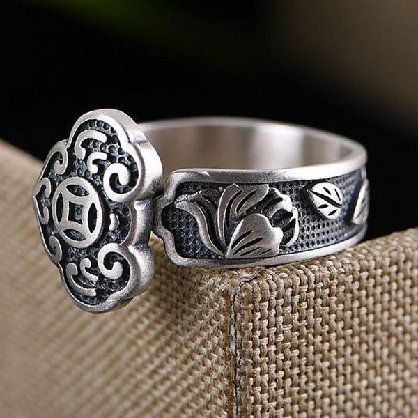 cluster rings silver retro fashion wishful ingot pattern exaggerated temperament opening adjustable women's ring, Golden;silver
cluster rings silver retro fashion wishful ingot pattern exaggerated temperament opening adjustable women's ring, Golden;silver