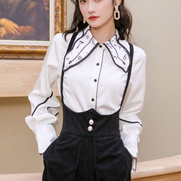 women's t-shirt autumn 2021 fashion female print shirt long casual vintage sleeve turn-down collar streetwear chemise femme, White
women's t-shirt autumn 2021 fashion female print shirt long casual vintage sleeve turn-down collar streetwear chemise femme, White