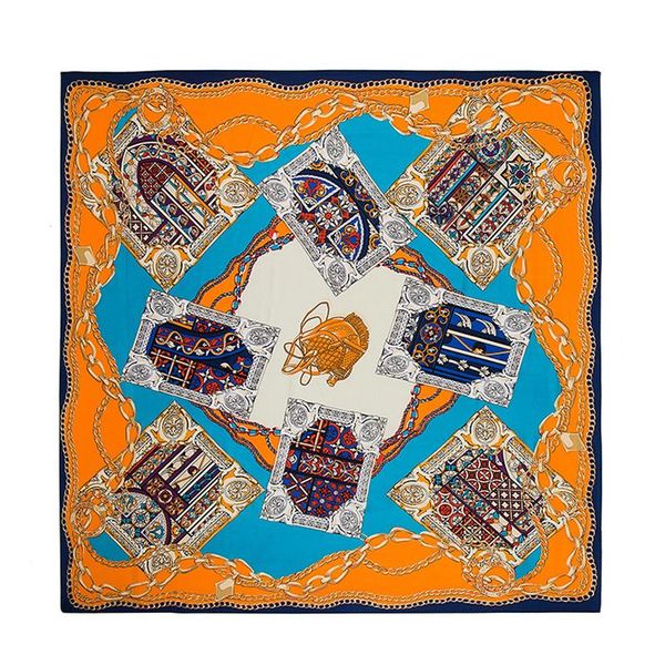130x130cm h silk large square blanket shawls metal chain shield design throw twill scarf for lady headband blankets
130x130cm h silk large square blanket shawls metal chain shield design throw twill scarf for lady headband blankets