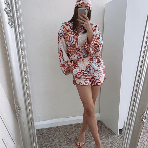 women's tracksuits woman vintage red print satin shirt set 2021 spring fashion female loose beach shorts suit ladies soft matching sets, Gray
women's tracksuits woman vintage red print satin shirt set 2021 spring fashion female loose beach shorts suit ladies soft matching sets, Gray