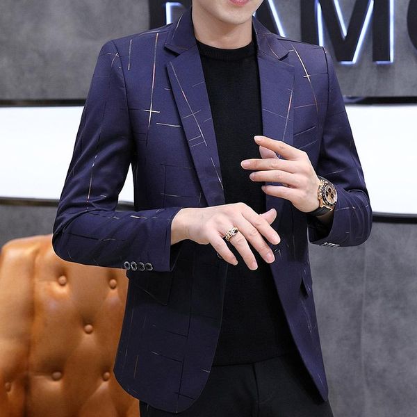 autumn men's slim handsome bronze plaid suit youth single button fashion casual blazer suits & blazers, White;black
autumn men's slim handsome bronze plaid suit youth single button fashion casual blazer suits & blazers, White;black
