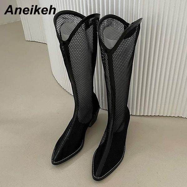 aneikeh spring/autumn fashion women shoes mid-calf square boots pointed toe mesh british style ladies solid zip sewing 2021, Black
aneikeh spring/autumn fashion women shoes mid-calf square boots pointed toe mesh british style ladies solid zip sewing 2021, Black