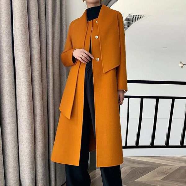 women's wool & blends women 2021 autumn winter double faced cashmere coat female long-sleeved loose elegant warm woolen oovercoat casac, Black
women's wool & blends women 2021 autumn winter double faced cashmere coat female long-sleeved loose elegant warm woolen oovercoat casac, Black