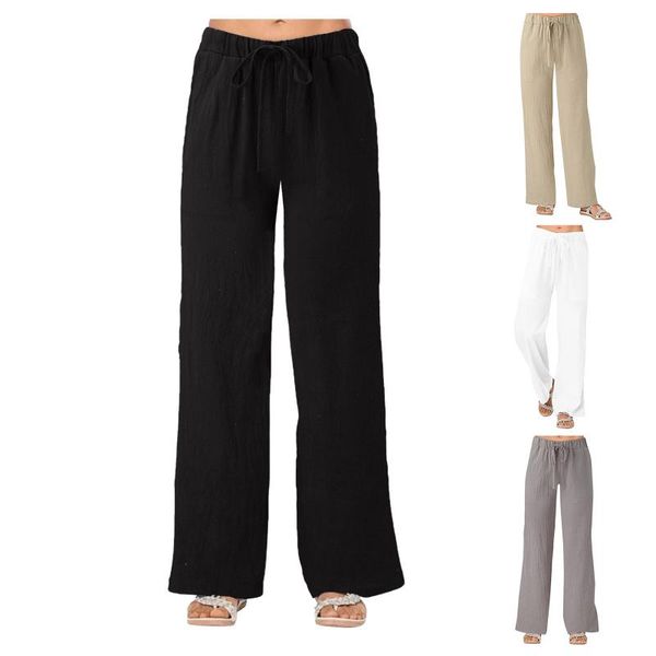 women's pants & capris women linen cotton summer spring casual solid elastic waist straight trousers 2021 female loose ankle-length lon, Black;white
women's pants & capris women linen cotton summer spring casual solid elastic waist straight trousers 2021 female loose ankle-length lon, Black;white