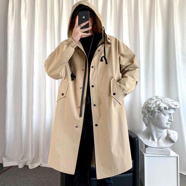 men's trench coats spring and autumn korean style windbreaker fashion loose casual mid-length coat jacket men streetwear, Tan;black
men's trench coats spring and autumn korean style windbreaker fashion loose casual mid-length coat jacket men streetwear, Tan;black