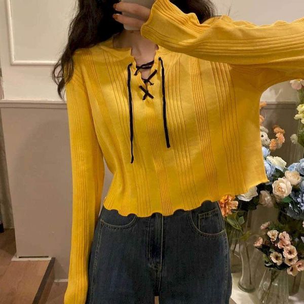 long-sleeved knitted women's lace drawstring short soft autumn 2021 light mature women korean style t-shirts t-shirt, White
long-sleeved knitted women's lace drawstring short soft autumn 2021 light mature women korean style t-shirts t-shirt, White