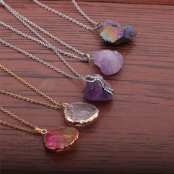 chains fashion simple european and american style semi-precious stone amethyst agate pendant necklace, Silver
chains fashion simple european and american style semi-precious stone amethyst agate pendant necklace, Silver