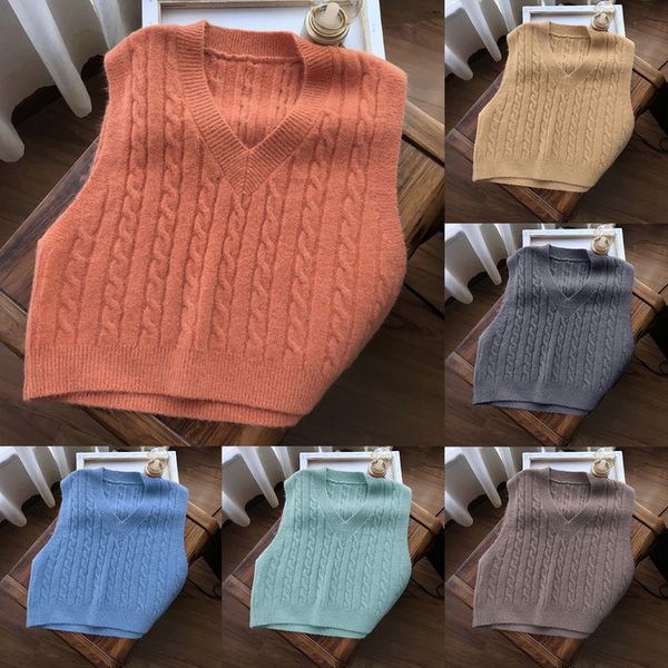 vest women solid short loose trendy korean style sleeveless knitted v-neck all-match female coats simple leisure outwear, Black;white
vest women solid short loose trendy korean style sleeveless knitted v-neck all-match female coats simple leisure outwear, Black;white