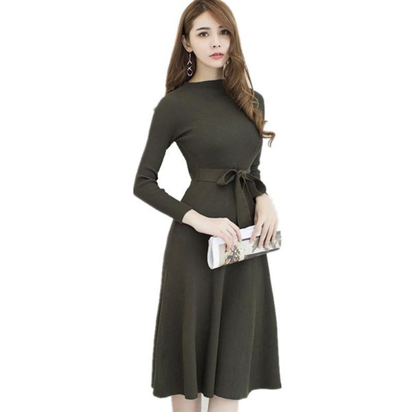 casual dresses jsxdhk knitted ball gown women dress 2021 fashion autumn winter long sleeve stadn collar sashes sweater thick, Black;gray
casual dresses jsxdhk knitted ball gown women dress 2021 fashion autumn winter long sleeve stadn collar sashes sweater thick, Black;gray