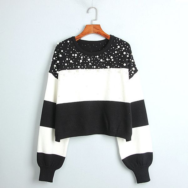 knits cropped oversized sweater women autumn winter round neck beaded jumpers lazy oaf pullover sueter mujer, White
knits cropped oversized sweater women autumn winter round neck beaded jumpers lazy oaf pullover sueter mujer, White