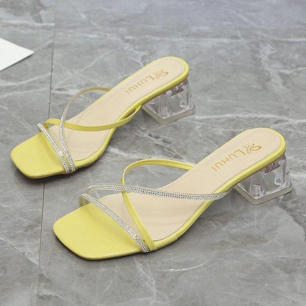 summer fashion concise rhinestone women solid square heel sandals slippers pumps transparent shoes for woman, Black
summer fashion concise rhinestone women solid square heel sandals slippers pumps transparent shoes for woman, Black