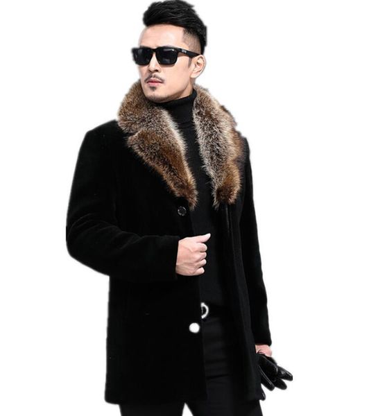 european and american fashion woolen coat men's single-breasted thickened mid-length collar woole fur & faux, Black
european and american fashion woolen coat men's single-breasted thickened mid-length collar woole fur & faux, Black