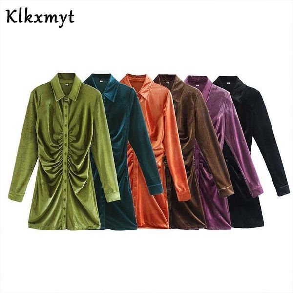 klkxmyt za spring autumn long sleeve velvet dress women turn-down collar mini female button slim party vestidos 210527, Black;gray
klkxmyt za spring autumn long sleeve velvet dress women turn-down collar mini female button slim party vestidos 210527, Black;gray