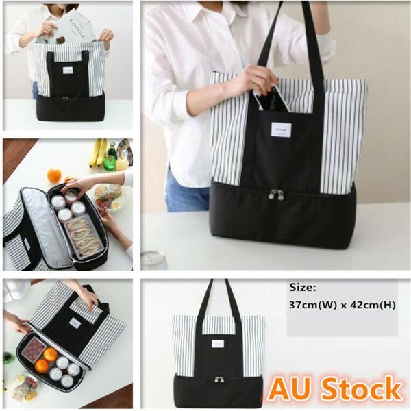 striped cooler thermal insulated handbag lunch bag picnic box pouch tote portable single shoulder storage dual compartment organizer, Blue;pink
striped cooler thermal insulated handbag lunch bag picnic box pouch tote portable single shoulder storage dual compartment organizer, Blue;pink