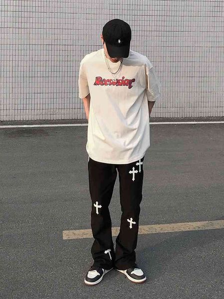 crosin high street loose casual vibe long men's hip hop embroidered cross micro flared pants, Black
crosin high street loose casual vibe long men's hip hop embroidered cross micro flared pants, Black