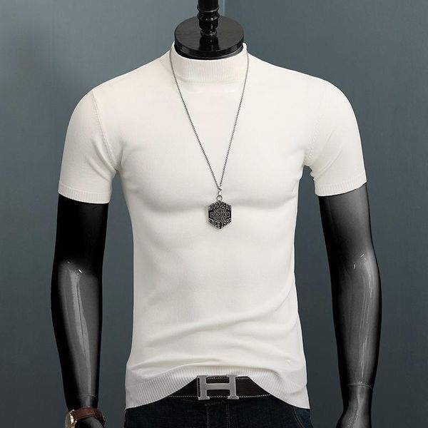 men's t-shirts 2021 fashion summer men sweater ice silk solid pullover male plus size m-4xl t shirt stand casual knitted tees w157, White;black
men's t-shirts 2021 fashion summer men sweater ice silk solid pullover male plus size m-4xl t shirt stand casual knitted tees w157, White;black
