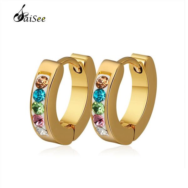 brand gold color clear zircon earrings for women 316l stainless steel hoop fashion jewelry nickel charm, Golden
brand gold color clear zircon earrings for women 316l stainless steel hoop fashion jewelry nickel charm, Golden