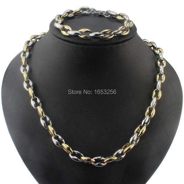 earrings & necklace 2 tone gold collarbone chain bracelet set men's jewlery 9.5mm, Silver
earrings & necklace 2 tone gold collarbone chain bracelet set men's jewlery 9.5mm, Silver