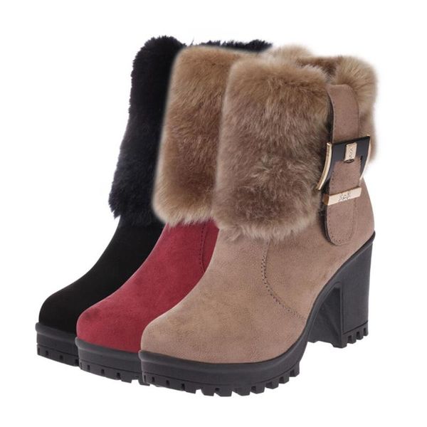 boots women keep warm suede thick high-heeled shoes fur round head non-slip luxury designer party belt buckle, Black
boots women keep warm suede thick high-heeled shoes fur round head non-slip luxury designer party belt buckle, Black