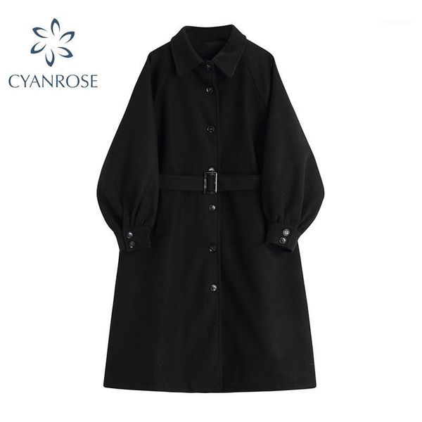 women's wool & blends black woolen coat women long outwear high waist belt temperament jacket trench single breasted vintage lapel warm
women's wool & blends black woolen coat women long outwear high waist belt temperament jacket trench single breasted vintage lapel warm