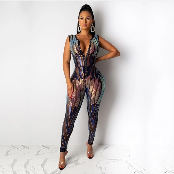 women's jumpsuits & rompers women o-neck sleeveless sequined jumpsuit casual single-breasted bodycon romper fashion mesh patchwork back, Black;white
women's jumpsuits & rompers women o-neck sleeveless sequined jumpsuit casual single-breasted bodycon romper fashion mesh patchwork back, Black;white