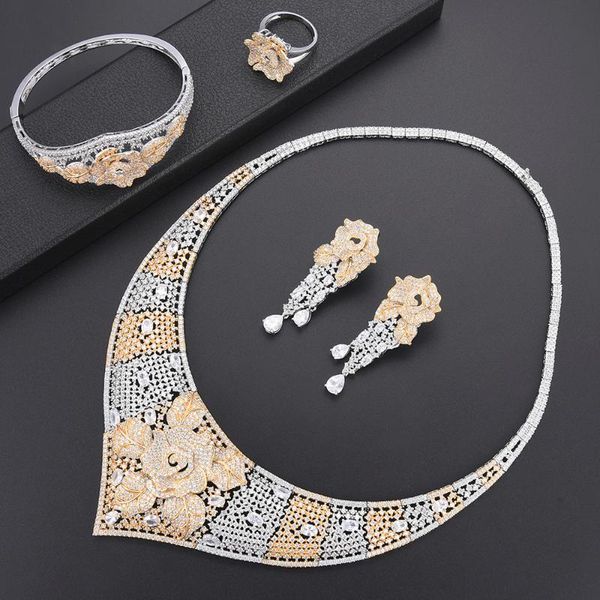 earrings & necklace larrauri luxury full cubic zirconia jewellry for women charms trendy statement flower necklace/bangle/ring/earrings jewe, Silver
earrings & necklace larrauri luxury full cubic zirconia jewellry for women charms trendy statement flower necklace/bangle/ring/earrings jewe, Silver