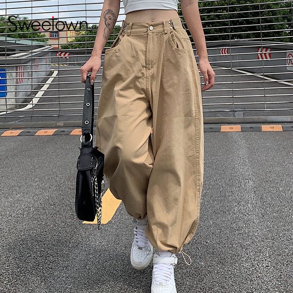 sweetown street style baggy cargo pants women casual korean 90s outfits adjustable high waisted harem pants hip hop streetwear, Black;white
sweetown street style baggy cargo pants women casual korean 90s outfits adjustable high waisted harem pants hip hop streetwear, Black;white