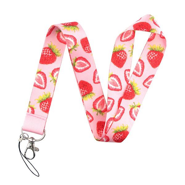 fruit strawberry print key lanyard id lanyards neck strap key chain holder wristlet lanyard for women men gifts 97214