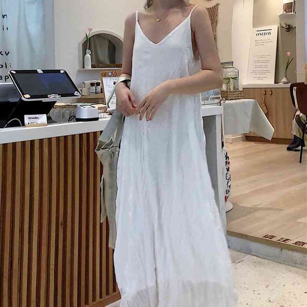 korean elegant white inner slip dress sweet solid folds long spaghetti strap dress all-match fairy vestidos mujer 210514, Black;gray
korean elegant white inner slip dress sweet solid folds long spaghetti strap dress all-match fairy vestidos mujer 210514, Black;gray