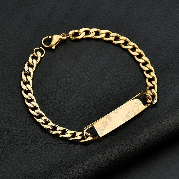 charm bracelets stainless steel for men blank color punk curb cuban link chain on the hand jewelry gifts trend, Golden;silver
charm bracelets stainless steel for men blank color punk curb cuban link chain on the hand jewelry gifts trend, Golden;silver