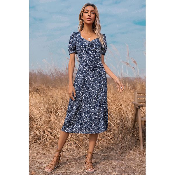 2021 summer women's long dress fashion v-neck split short sleeve long floral dress, Black;gray
2021 summer women's long dress fashion v-neck split short sleeve long floral dress, Black;gray