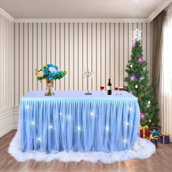 wedding party tulle table skirt tableware cloth cover baby shower skirting birthday tablecloth home decor
