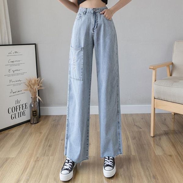 pocket embroidered high waist wide leg hem straight loose long jeans for women s l xl women's, Blue
pocket embroidered high waist wide leg hem straight loose long jeans for women s l xl women's, Blue