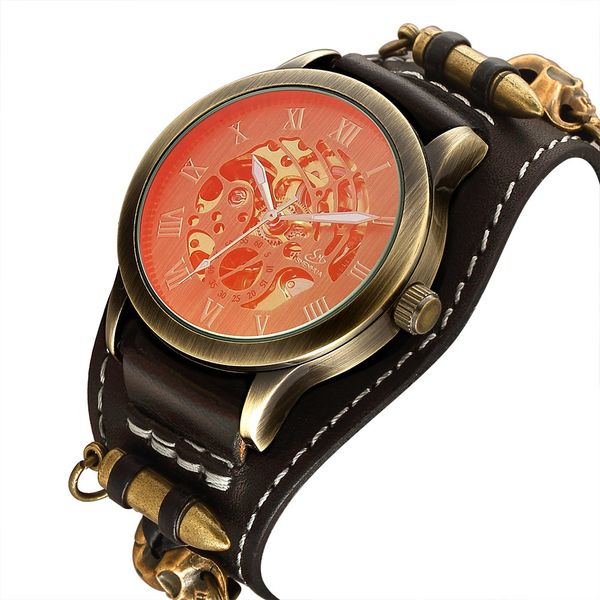 vintage leather bracelet clock men automatic skeleton self winding luxury bronze mechanical casual s, Slivery;brown
vintage leather bracelet clock men automatic skeleton self winding luxury bronze mechanical casual s, Slivery;brown