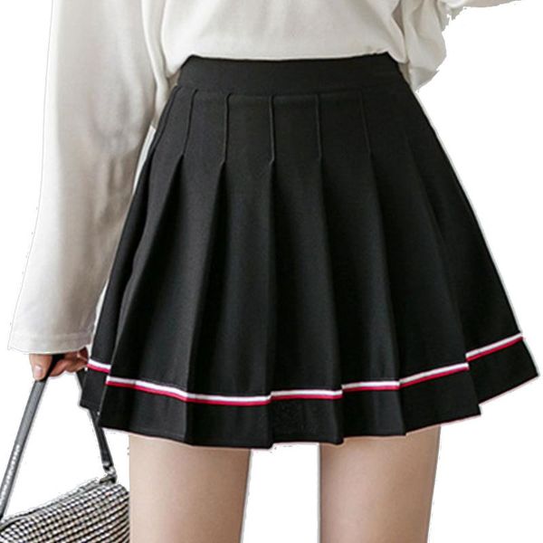 women high waisted pleated skirt school e girl cosplay uniform harajuku kawaii cute korean clothes skorts golf tennis miniskirt skirts, Black