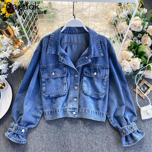 women's jackets gagaok women streetwear fashion jacket 2021 spring autumn solid lapel puff sleeve lace up pockets casual wild korean co, Black;brown
women's jackets gagaok women streetwear fashion jacket 2021 spring autumn solid lapel puff sleeve lace up pockets casual wild korean co, Black;brown