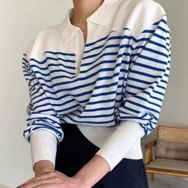 women's sweaters autumn lapel loose women knitted striped pullovers casual long sleeve female jumpers 2021 ladies knit, White;black
women's sweaters autumn lapel loose women knitted striped pullovers casual long sleeve female jumpers 2021 ladies knit, White;black