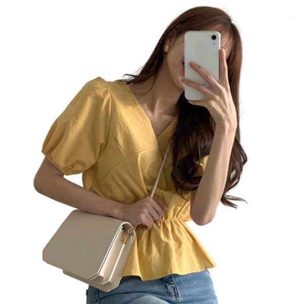 women's blouse summer short sleeve solid color v-neck all-match shirt female blouses & shirts, White
women's blouse summer short sleeve solid color v-neck all-match shirt female blouses & shirts, White