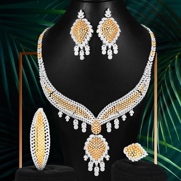 earrings & necklace godki 4pcs trendy luxury waterdrop knots naija jewelry set for women wedding african cubic zircon cz dubai bridal, Silver
earrings & necklace godki 4pcs trendy luxury waterdrop knots naija jewelry set for women wedding african cubic zircon cz dubai bridal, Silver