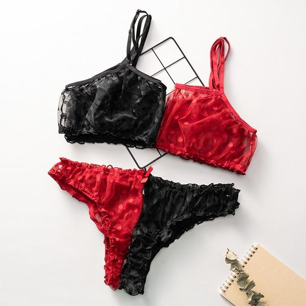 bras sets lingerie underwear polka dot mesh frill trim lace set black and red invisible bra for women, Red;black
bras sets lingerie underwear polka dot mesh frill trim lace set black and red invisible bra for women, Red;black