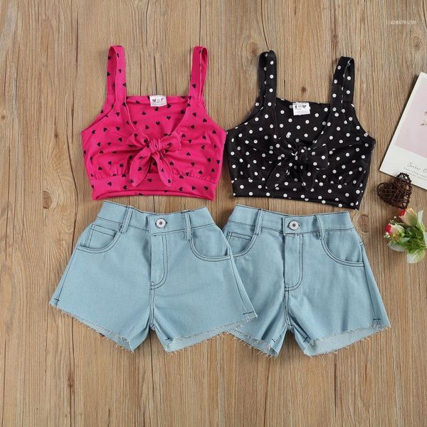 clothing sets baby girl's casual suit, sleeveless polka dot bow lace-up midriff-baring camisole, loose jeans shorts, daily life1, White
clothing sets baby girl's casual suit, sleeveless polka dot bow lace-up midriff-baring camisole, loose jeans shorts, daily life1, White