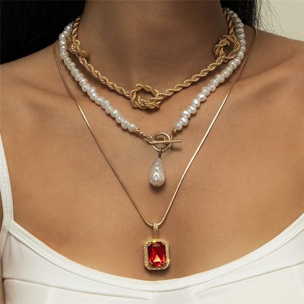 chains simple and fashionable ot buckle pearl necklace personality twist chain square alloy pendant, Silver
chains simple and fashionable ot buckle pearl necklace personality twist chain square alloy pendant, Silver