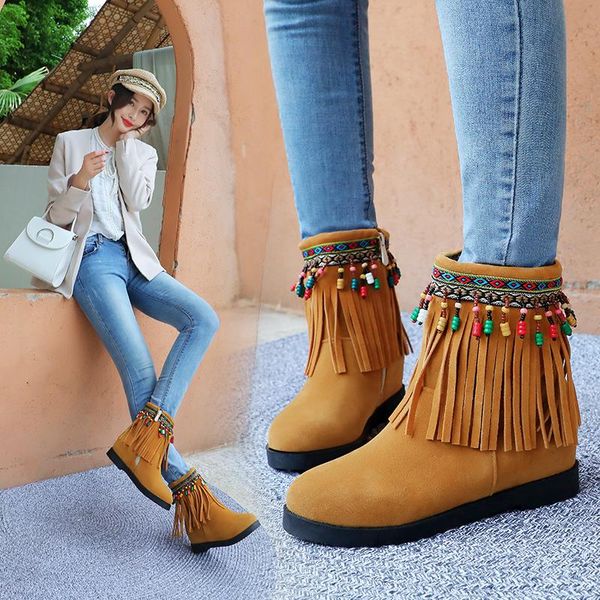 boots 2021 large size high heels bohemian ankle woman flock short plush zipper string bead fringe embroider nomadic shoes female, Black
boots 2021 large size high heels bohemian ankle woman flock short plush zipper string bead fringe embroider nomadic shoes female, Black