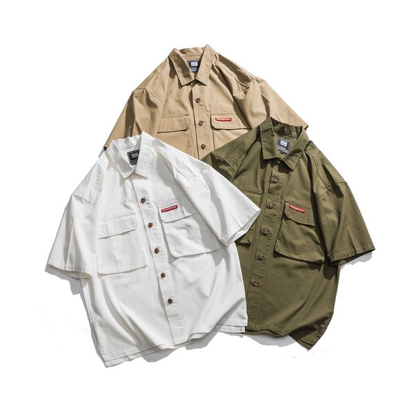 fashion shirt 2021 summer multi pocket frock loose cotton wash versatile short sleeve, White;black
fashion shirt 2021 summer multi pocket frock loose cotton wash versatile short sleeve, White;black