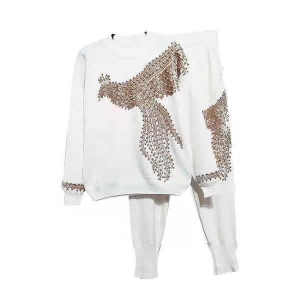 women's tracksuits autumn phoenix beading knitted women suit fashion long sleeve sweater+harem pants 2 piece set ladies clothing winter, Gray
women's tracksuits autumn phoenix beading knitted women suit fashion long sleeve sweater+harem pants 2 piece set ladies clothing winter, Gray