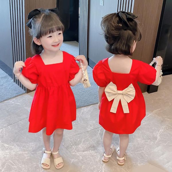 girl's dresses girls dress big bow for girl casual style child summer clothes, Red;yellow
girl's dresses girls dress big bow for girl casual style child summer clothes, Red;yellow