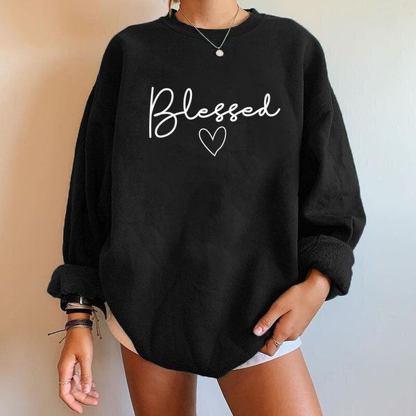 women's hoodies & sweatshirts blessed heart print sweatshirt women fashion pullovers drop shoulder fall winter harajuku loose moletom f, Black
women's hoodies & sweatshirts blessed heart print sweatshirt women fashion pullovers drop shoulder fall winter harajuku loose moletom f, Black