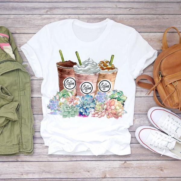 summer coffee flower printed womens t shirts cartoon print ladies graphic female tee, White
summer coffee flower printed womens t shirts cartoon print ladies graphic female tee, White