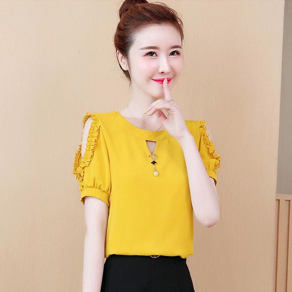 women's spring summer style chiffon blouse shirt short sleeve solid color ruffles o-neck elegant casual dd8385 blouses & shirts, White
women's spring summer style chiffon blouse shirt short sleeve solid color ruffles o-neck elegant casual dd8385 blouses & shirts, White
