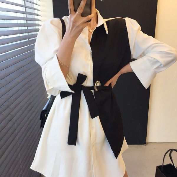 casual dresses kuzuwata hit color patch fake 2 pcs dress women high waist hip a line slim vestido turn down collar long sleeve robe spring, Black;gray
casual dresses kuzuwata hit color patch fake 2 pcs dress women high waist hip a line slim vestido turn down collar long sleeve robe spring, Black;gray
